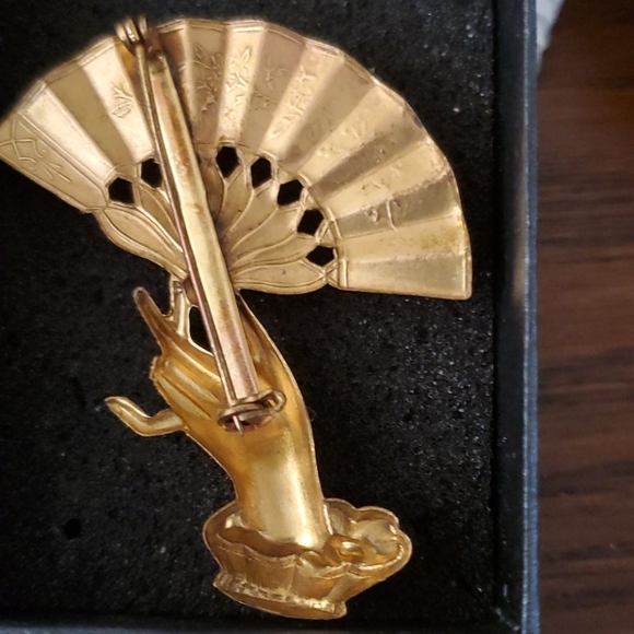 1960s BEAUTIFUL GOLD PLATE NATURAL STONES BROOCH - Picture 4 of 4